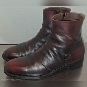 Men's Elegant Leather Ankle Boots in Deep Brown